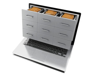 Poster - 3d Files and folders in laptop