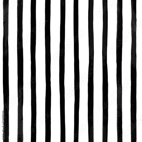 Cotton fabric Abstract vector seamless pattern with vertical black and white striped. Vintage textured background