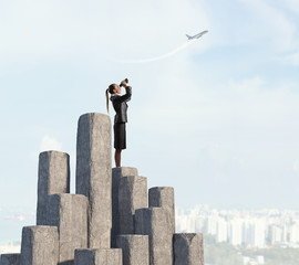 Wall Mural - she reached the top of sucess . mixed media
