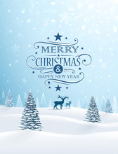 Christmas Card With Reindeer