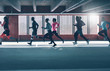 © Flamingo Images - Group of diverse young people urban running