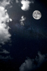 Wall Mural - night sky, clouds, moon and stars