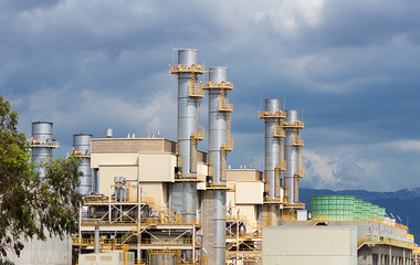 View of city waste incinerator plant.