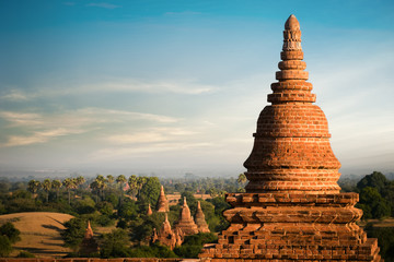 Travel landscapes and destinations. Amazing architecture of old Buddhist Temples at Bagan Kingdom, Myanmar (Burma)