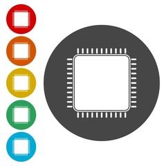 Poster - CPU icon. Flat color design. Vector illustration 