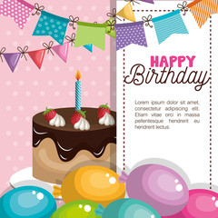 happy birthday invitation card vector illustration design