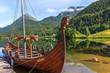 Old viking boats replica in a norwegian landscape