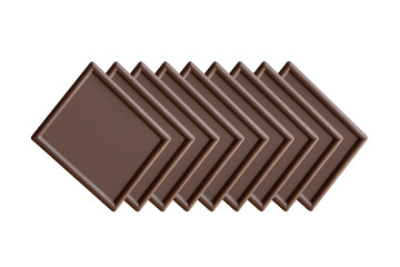 Wall Mural - Set of pieces of Chocolate isolated on a white background. Dessert with flavonoids.