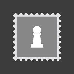 Sticker - Isolated mail stamp icon with a  pawn chess figure