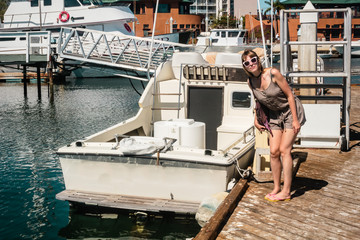 Poster - Stylish Girl at Marina in Harbour Island, San Diego