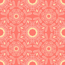 Seamless Pattern With Mandalas In Beautiful Colors. Vector Background