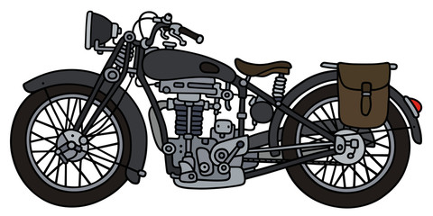 Wall Mural - Hand drawing of a vintage dark heavy motorbike