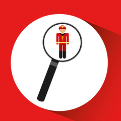 Sticker - human resources searching firefighter graphic vector illustration eps 10