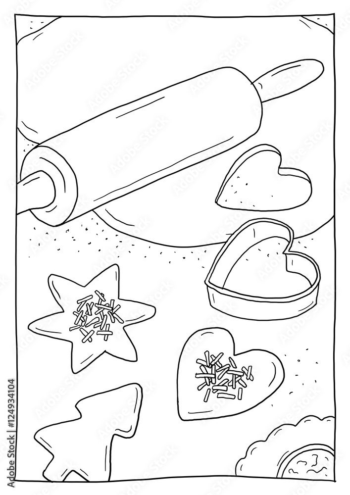 Ausmalbild Weihnachten Backen - Stock - GamesAgeddon