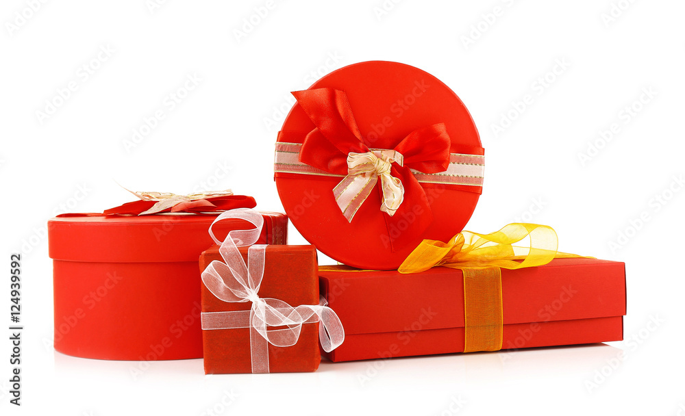 Christmas gift boxes isolated on white