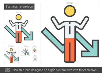 Sticker - Business failure line icon.