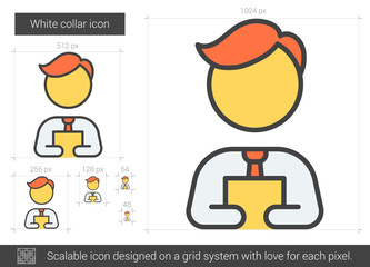 Sticker - White collar line icon.