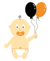 Canvas Print - Halloween Baby with Balloons