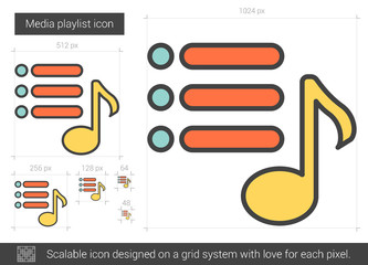 Canvas Print - Media playlist line icon.