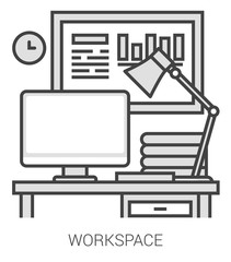 Aufkleber - workplace line infographic.