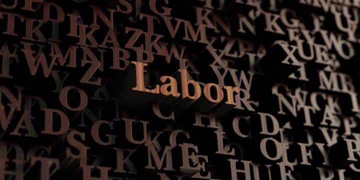 Labor - Wooden 3D rendered letters/message.  Can be used for an online banner ad or a print postcard.