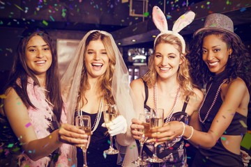 Composite image of friends celebrating bachelorette party