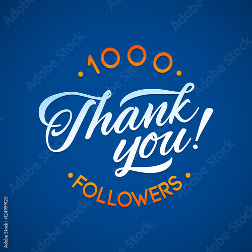 Thank you 1000 followers card. Vector thanks design template for