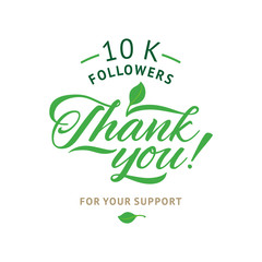 Wall Mural -  Thank you 100000 followers card. Vector ecology design template for network friends and . Image  Social Networks. Web user celebrates a large number of subscribers or .