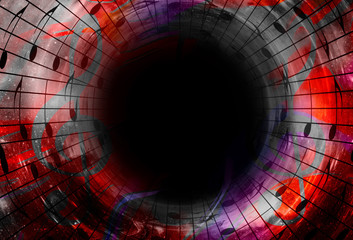 Poster - music notes in space with stars. abstract color background. Music concept. Copy space.