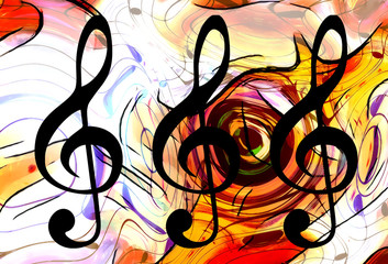 Poster - abstract music theme background with clef, modern design.