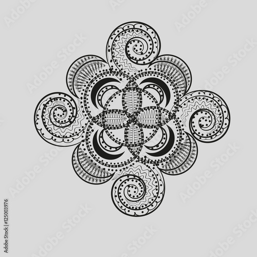 Tribal Ethnic Black Pattern Composition Design Ornament Handmade Drawing On The Author S Body Of Work Henna Flower Four Petal Vortex Of Sulfur Dot Eps10 Vector Illustration Isolated Stock Stock Vector Adobe henna flower four petal vortex