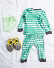 Wall Mural - Baby boy  clothes  on white background