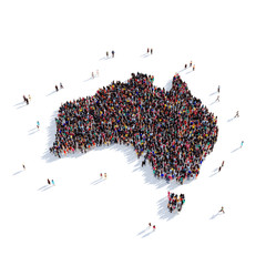 Wall Mural - people group shape map Australia