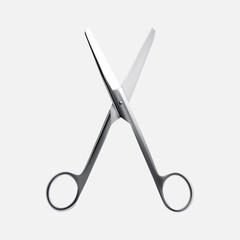 Steel scissors isolated on white background. Vector realistic illustration of scissors