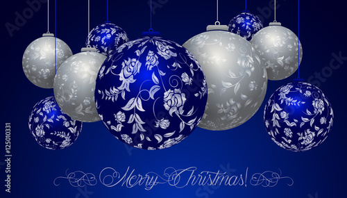 Merry Christmas Blue And Silver