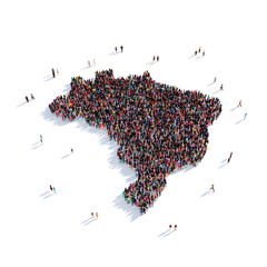 Canvas Print - people group shape map Brazil