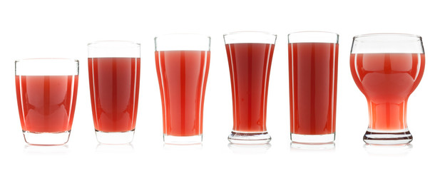 Wall Mural - collection of a cup of pomegranate juice in a glass isolated