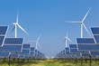            photovoltaics  solar panel and wind turbines generating electricity in solar power station alternative energy from nature  