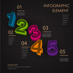 Wall Mural - Abstract 3D Number of  infographic element.can used for banner,infographic,data,presentation business,chart,sign,brochure,leaflet ,web centent and instruction media.Vector illustration.