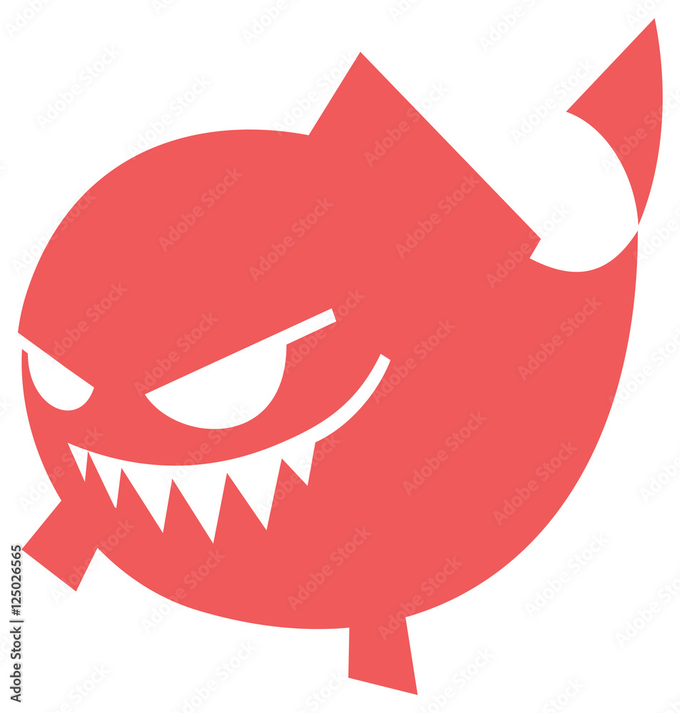 Cartoon Angry fish icon Stock Illustration | Adobe Stock