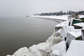  frozen beach view by the baltic sea