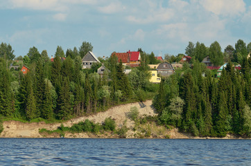 Wall Mural - the rural landscape of the village on the hill.