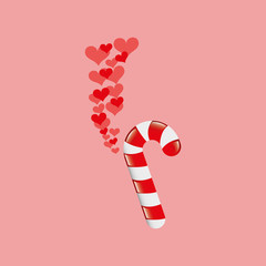 Sticker - heart cartoon candy cane sweet icon design vector illustration