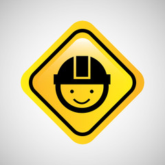worker man helmet sign yellow icon vector illustration eps 10