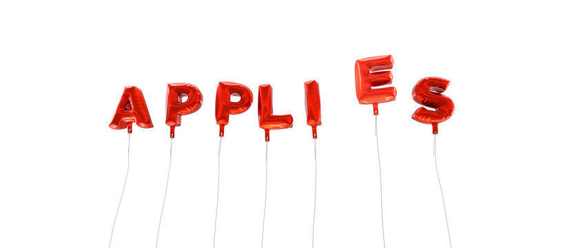 APPLIES - word made from red foil balloons - 3D rendered.  Can be used for an online banner ad or a print postcard.