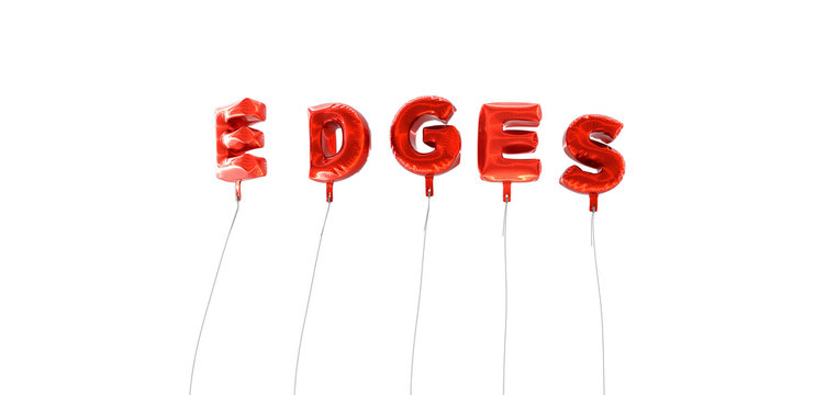EDGES - word made from red foil balloons - 3D rendered.  Can be used for an online banner ad or a print postcard.