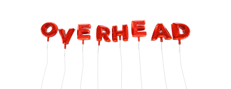 OVERHEAD - word made from red foil balloons - 3D rendered.  Can be used for an online banner ad or a print postcard.