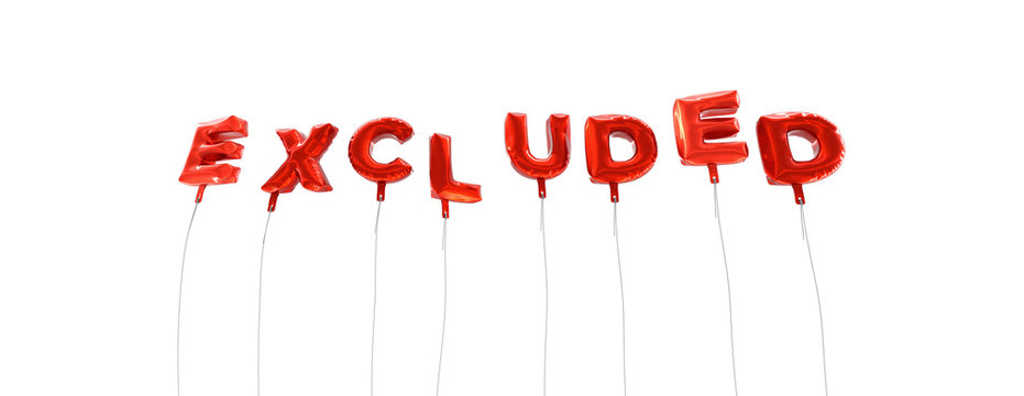 EXCLUDED - word made from red foil balloons - 3D rendered.  Can be used for an online banner ad or a print postcard.