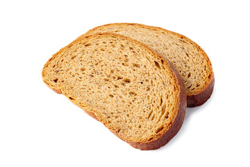 Two slices of bred on white