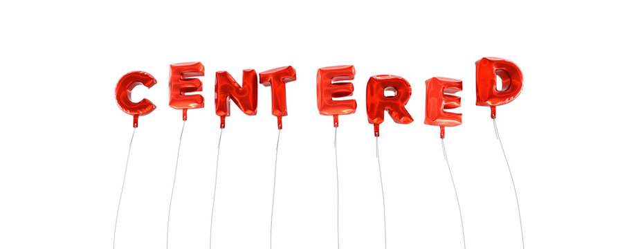 CENTERED - word made from red foil balloons - 3D rendered.  Can be used for an online banner ad or a print postcard.
